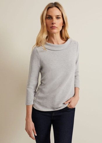 Phase Eight Remy Textured Cowl Neck T Shirts Grey USA | 6571820-TA